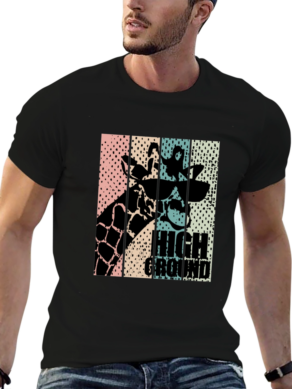 High Ground Giraffe Graphic Tee - Cool Animal Design