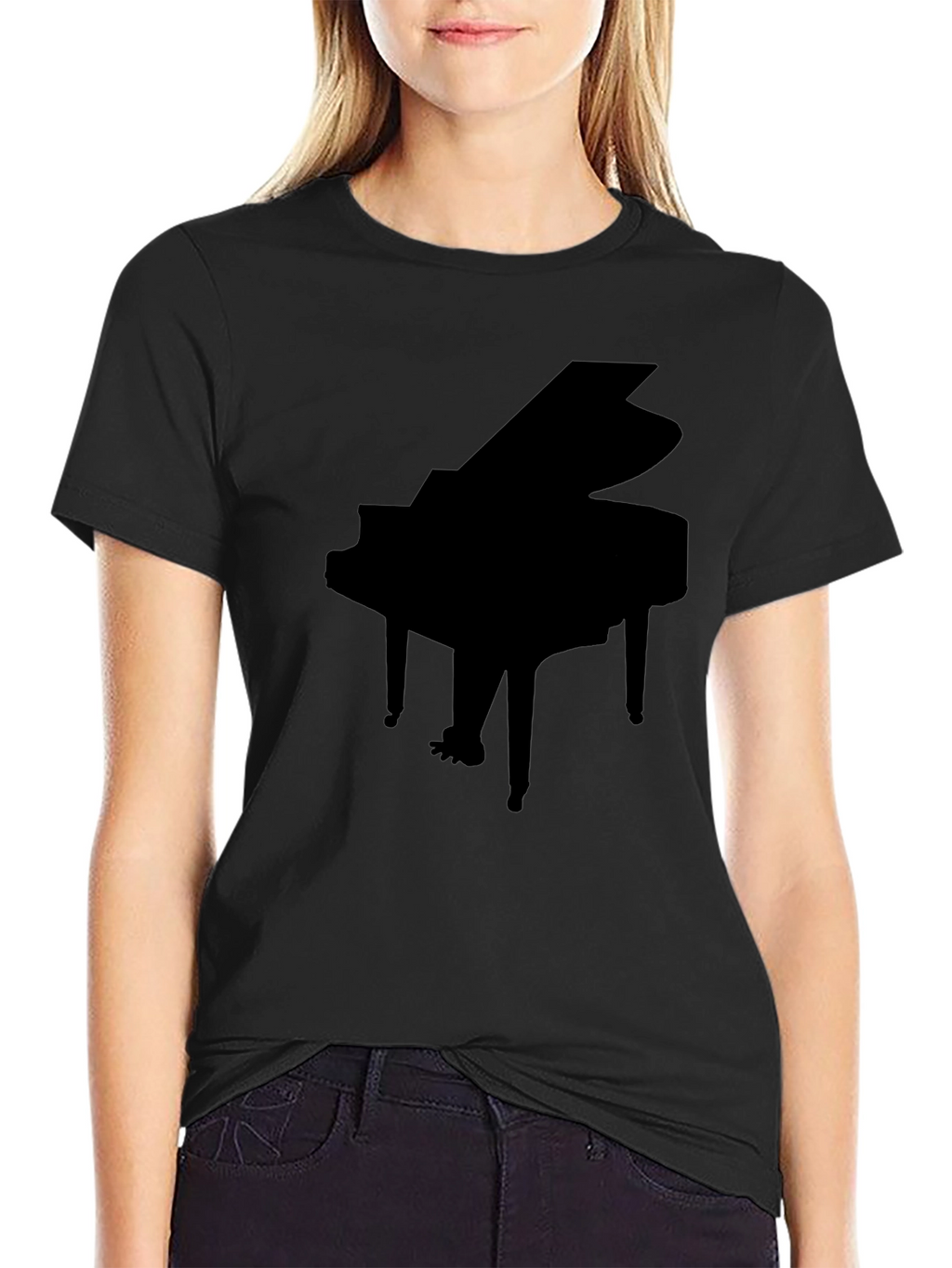 Grand Piano Silhouette Black T-Shirt