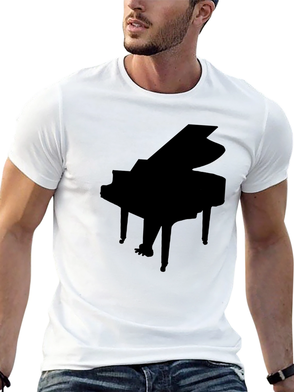 Grand Piano Silhouette Black T-Shirt