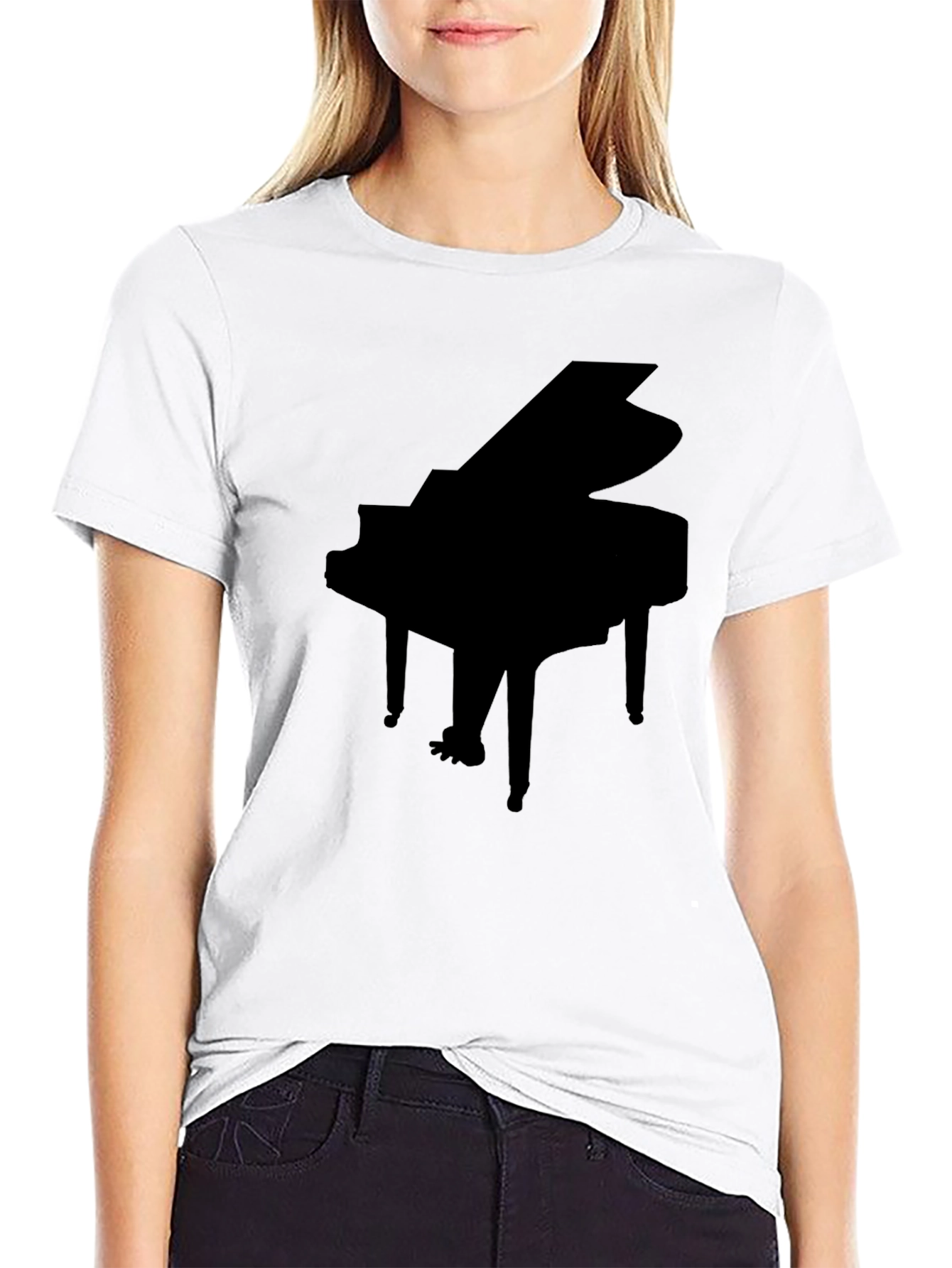 Grand Piano Silhouette Black T-Shirt