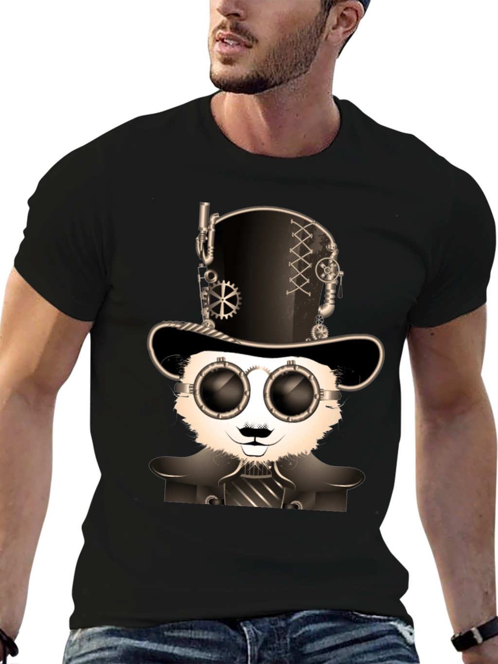 Steampunk Panda Graphic T-Shirt - Unique Design