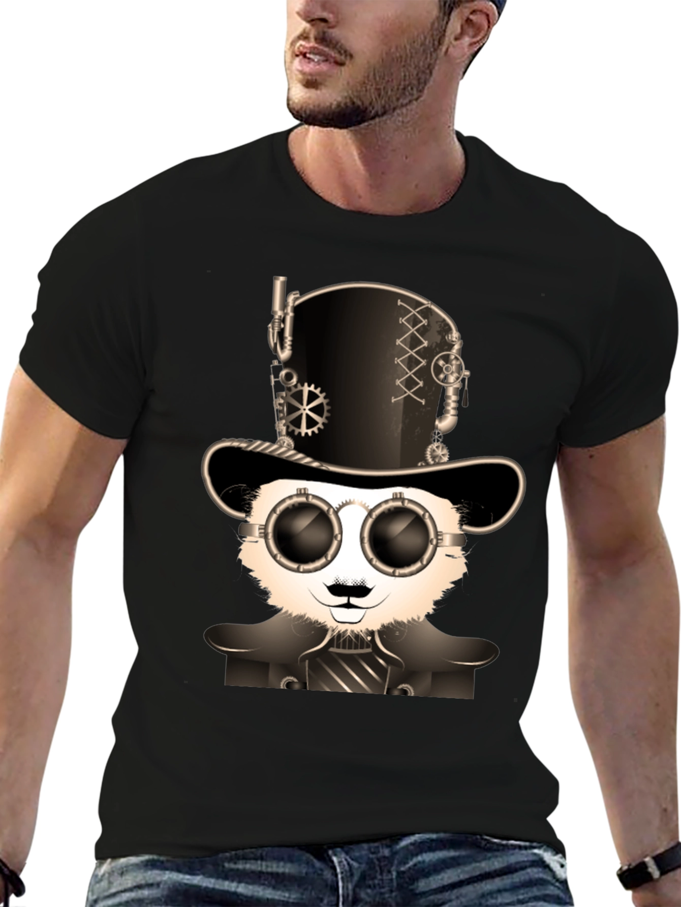 Steampunk Panda Graphic T-Shirt - Unique Design