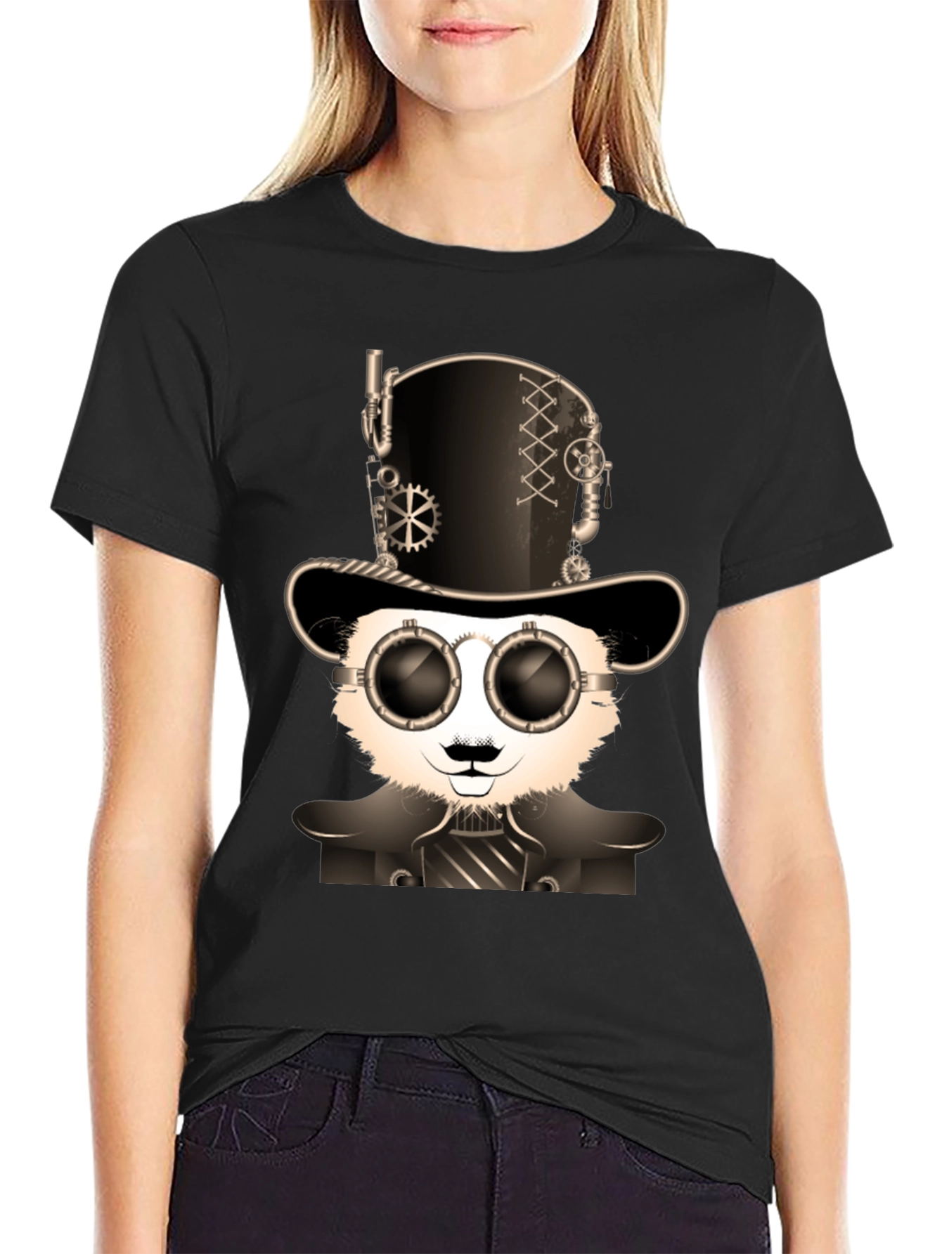 Steampunk Panda Graphic T-Shirt - Unique Design