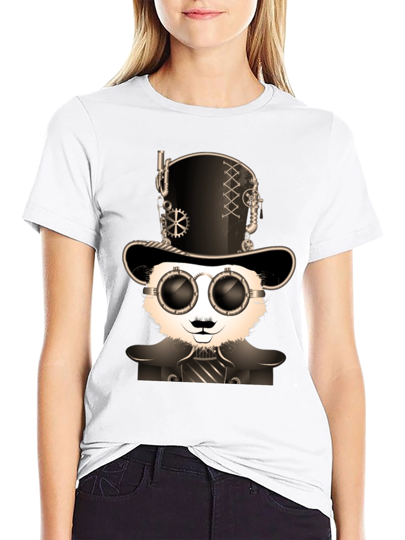 Steampunk Panda Graphic T-Shirt - Unique Design