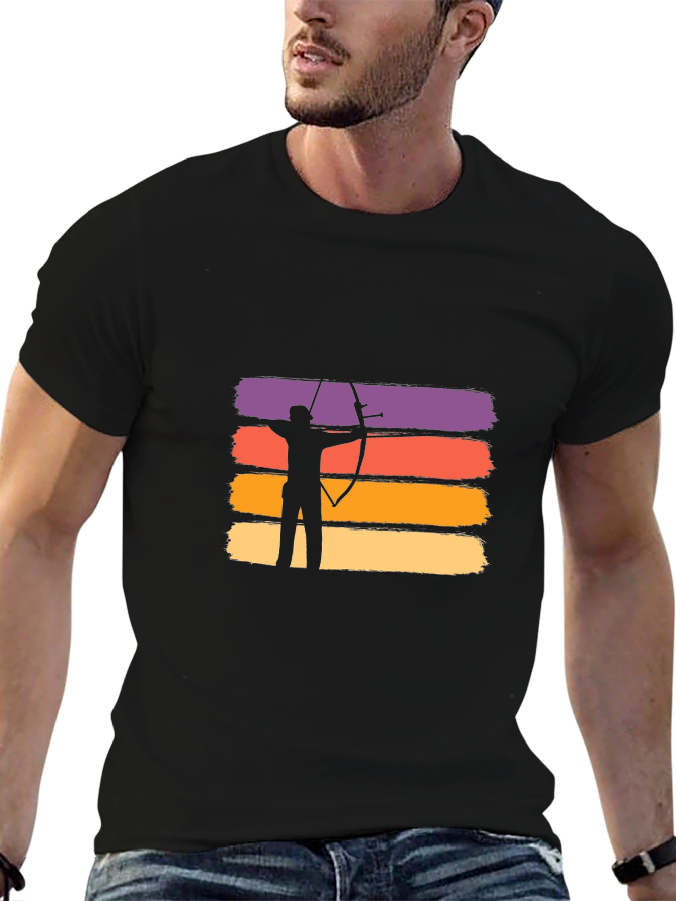 Archery Sunset Graphic T-Shirt - Black
