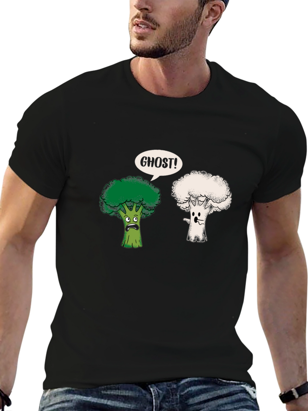 Funny Broccoli Ghost Graphic Tee