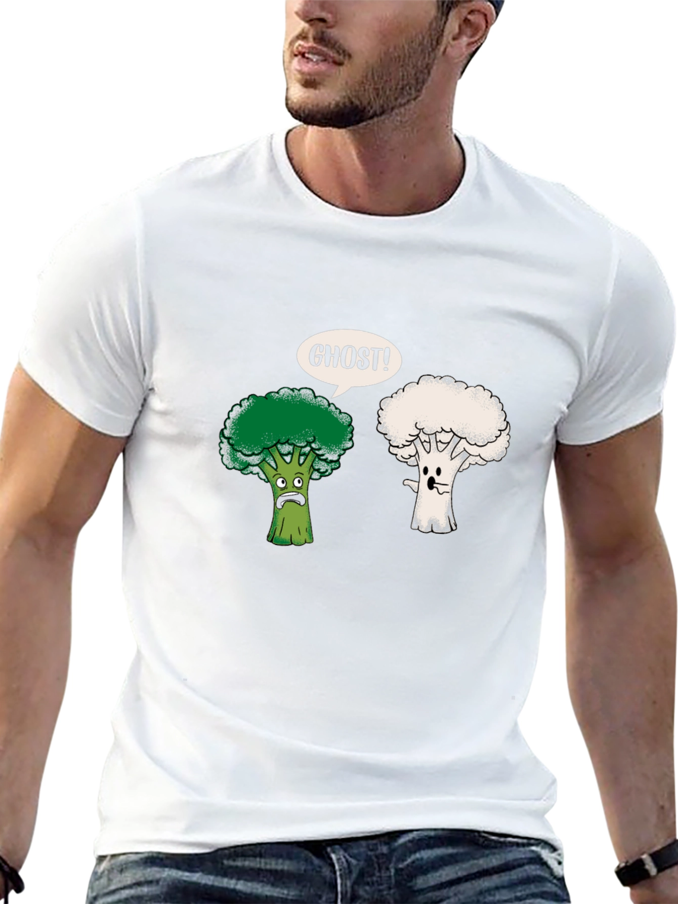 Funny Broccoli Ghost Graphic Tee