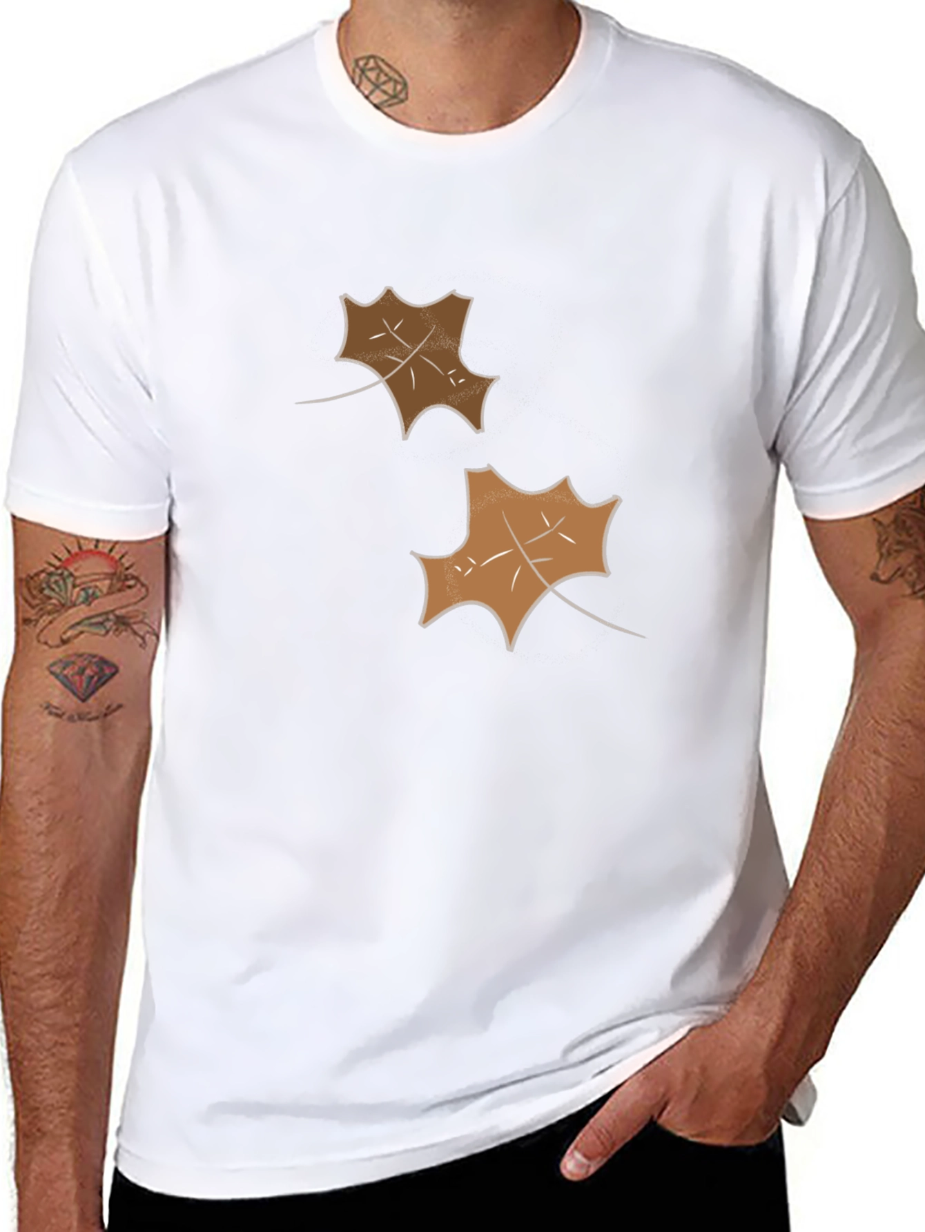 Mens Black Leaf Graphic Tee