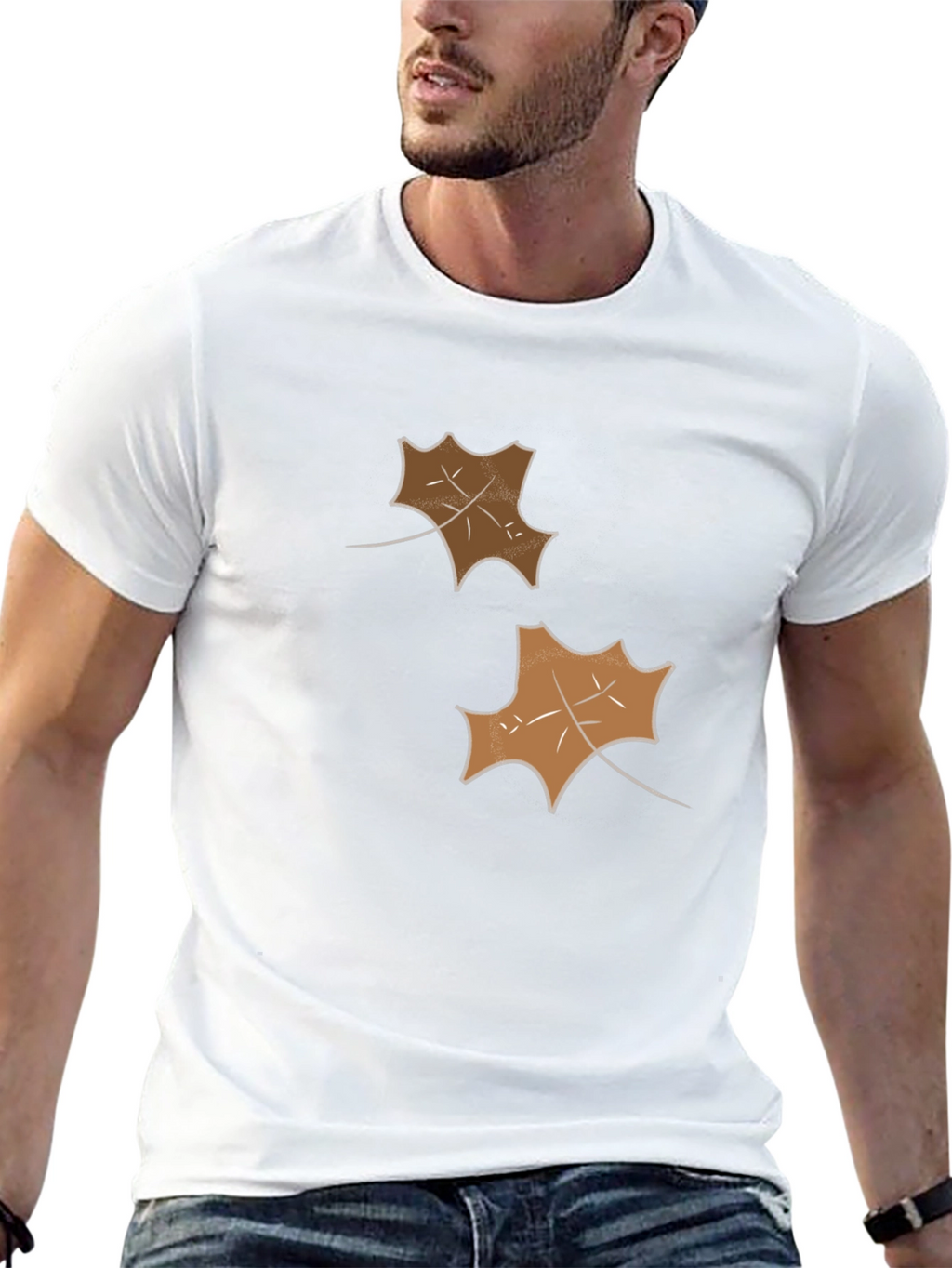 Mens Black Leaf Graphic Tee