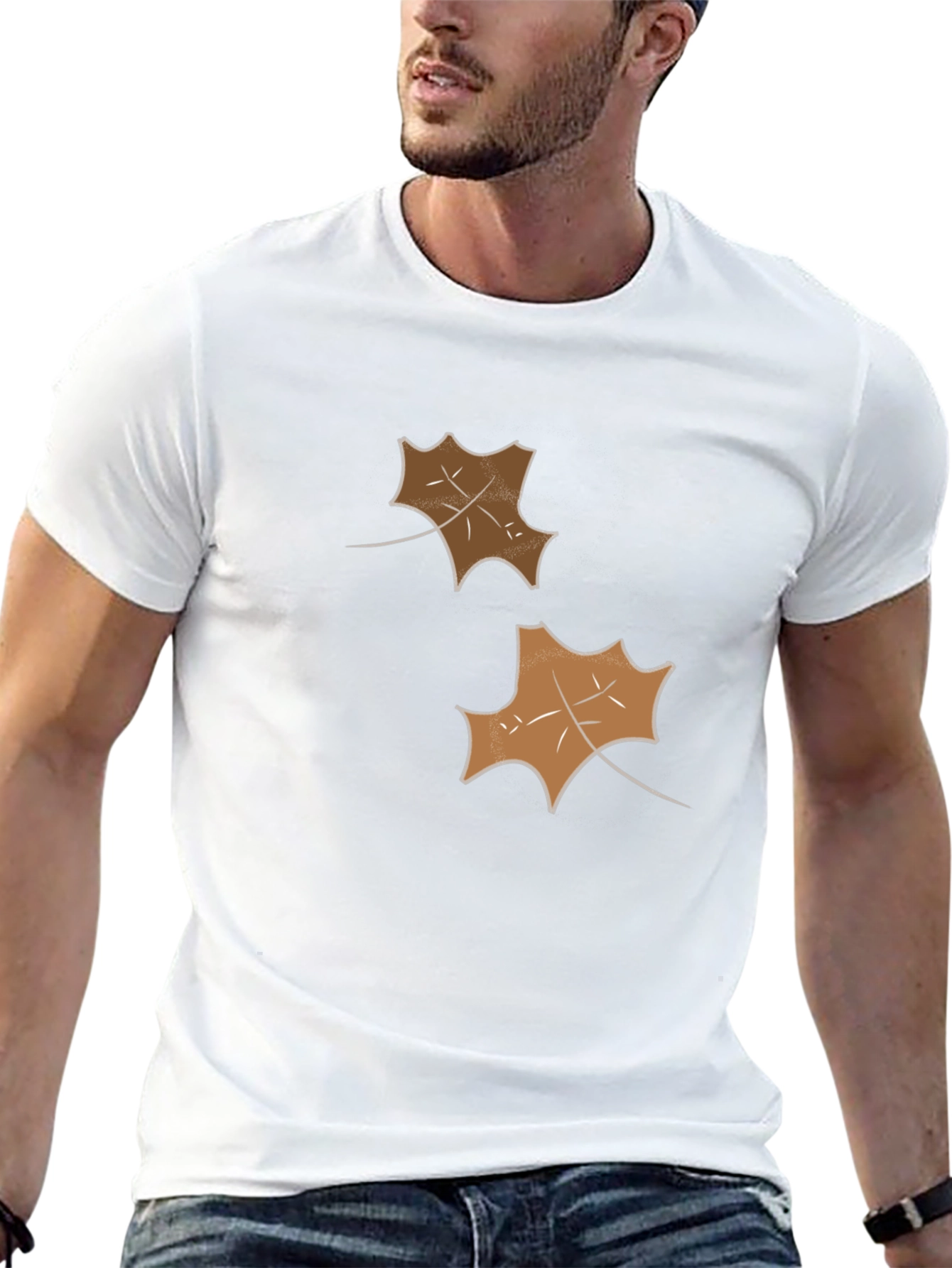 Mens Black Leaf Graphic Tee