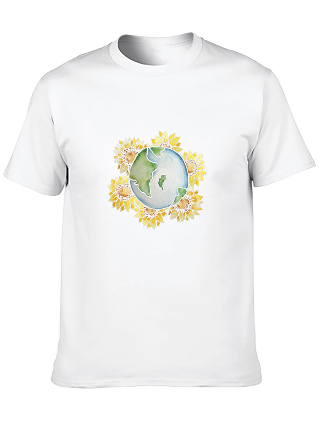 Earth & Sunflower Graphic Black T-Shirt