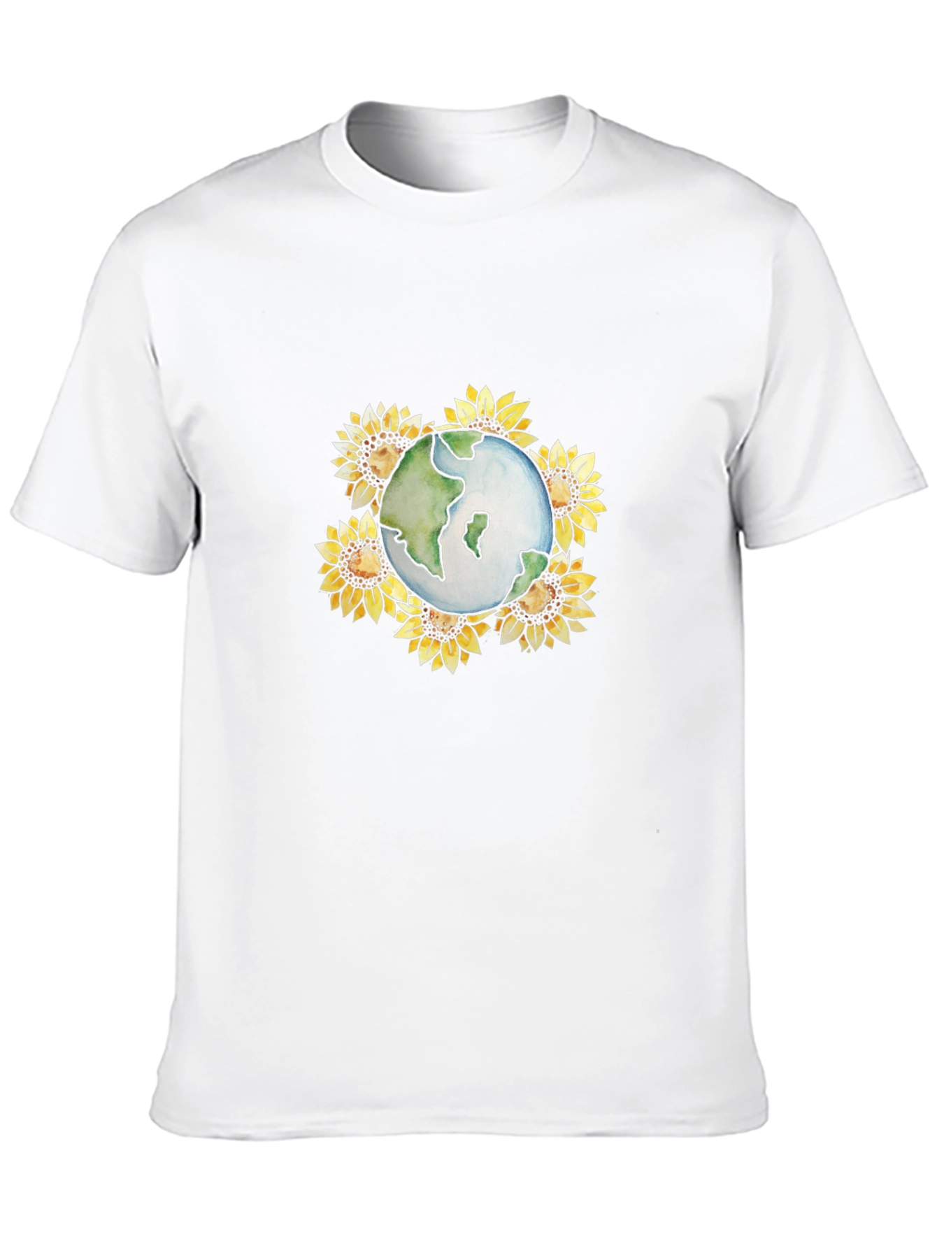 Earth & Sunflower Graphic Black T-Shirt