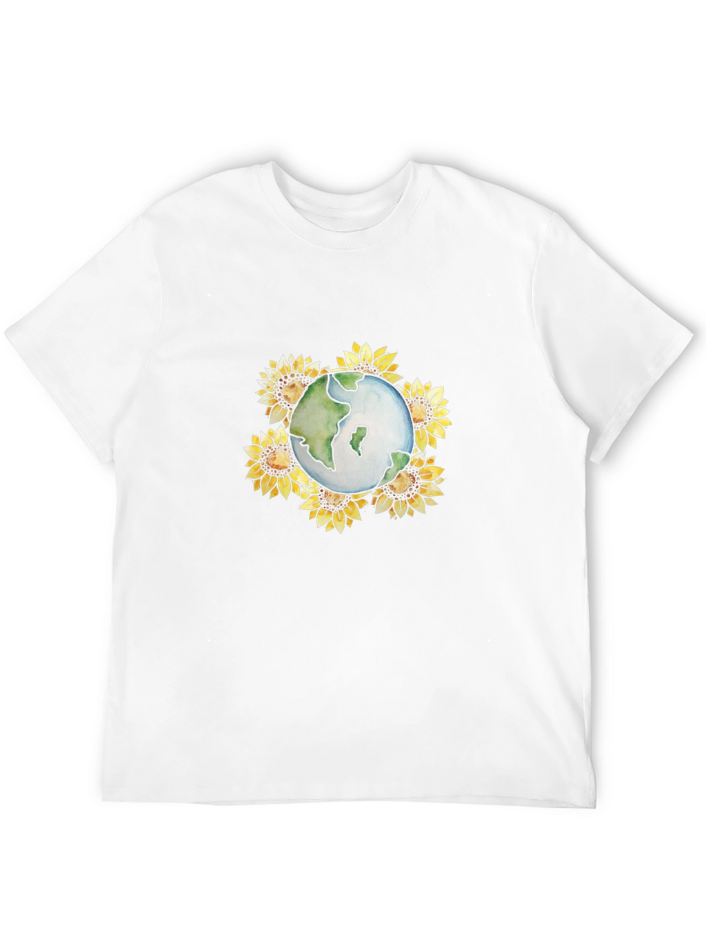 Earth & Sunflower Graphic Black T-Shirt