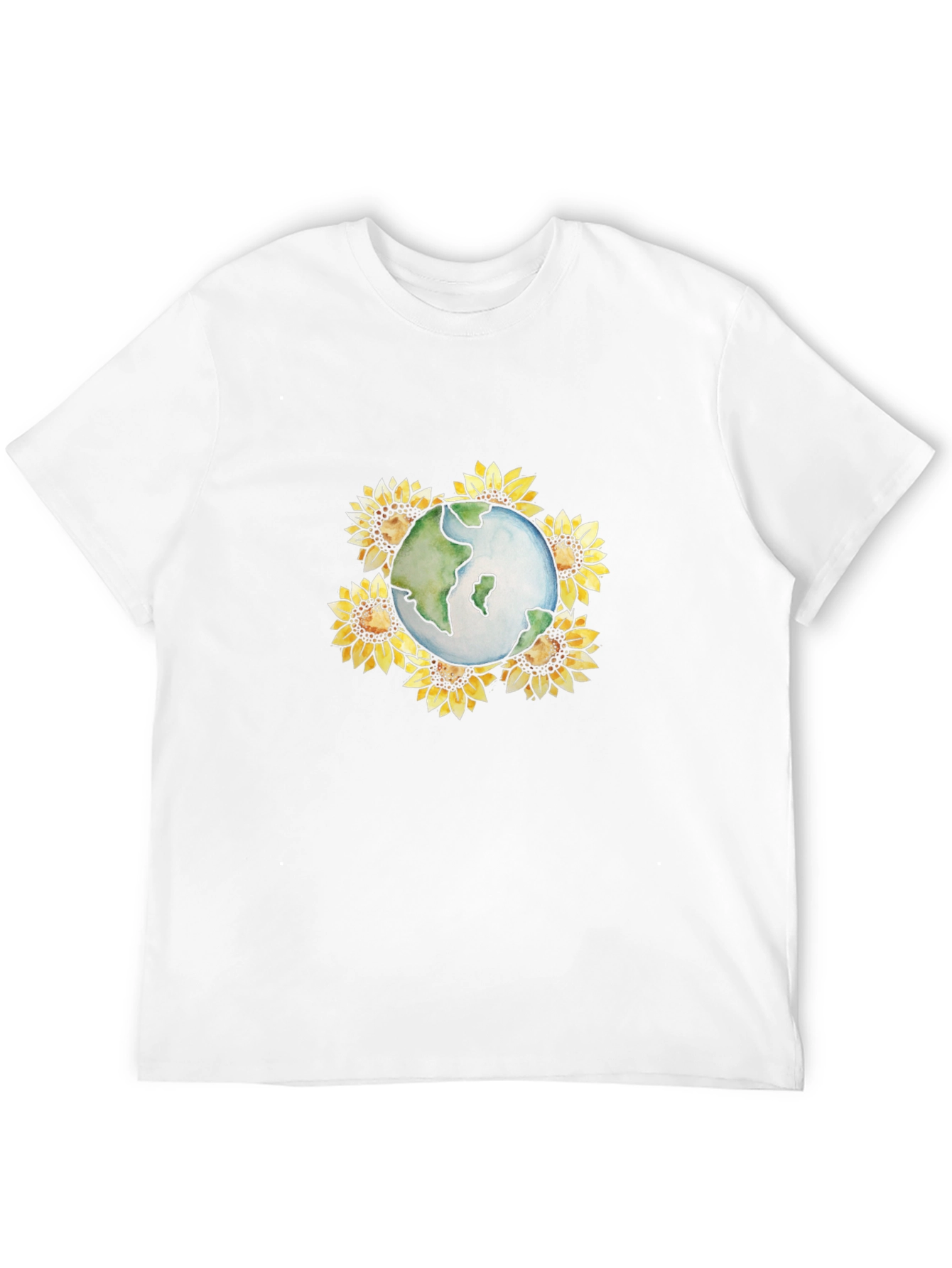 Earth & Sunflower Graphic Black T-Shirt
