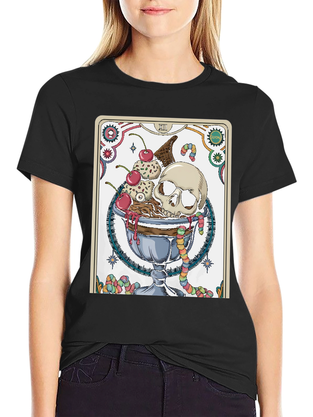 Skull Sundae Graphic Tee - Death Tarot T-Shirt