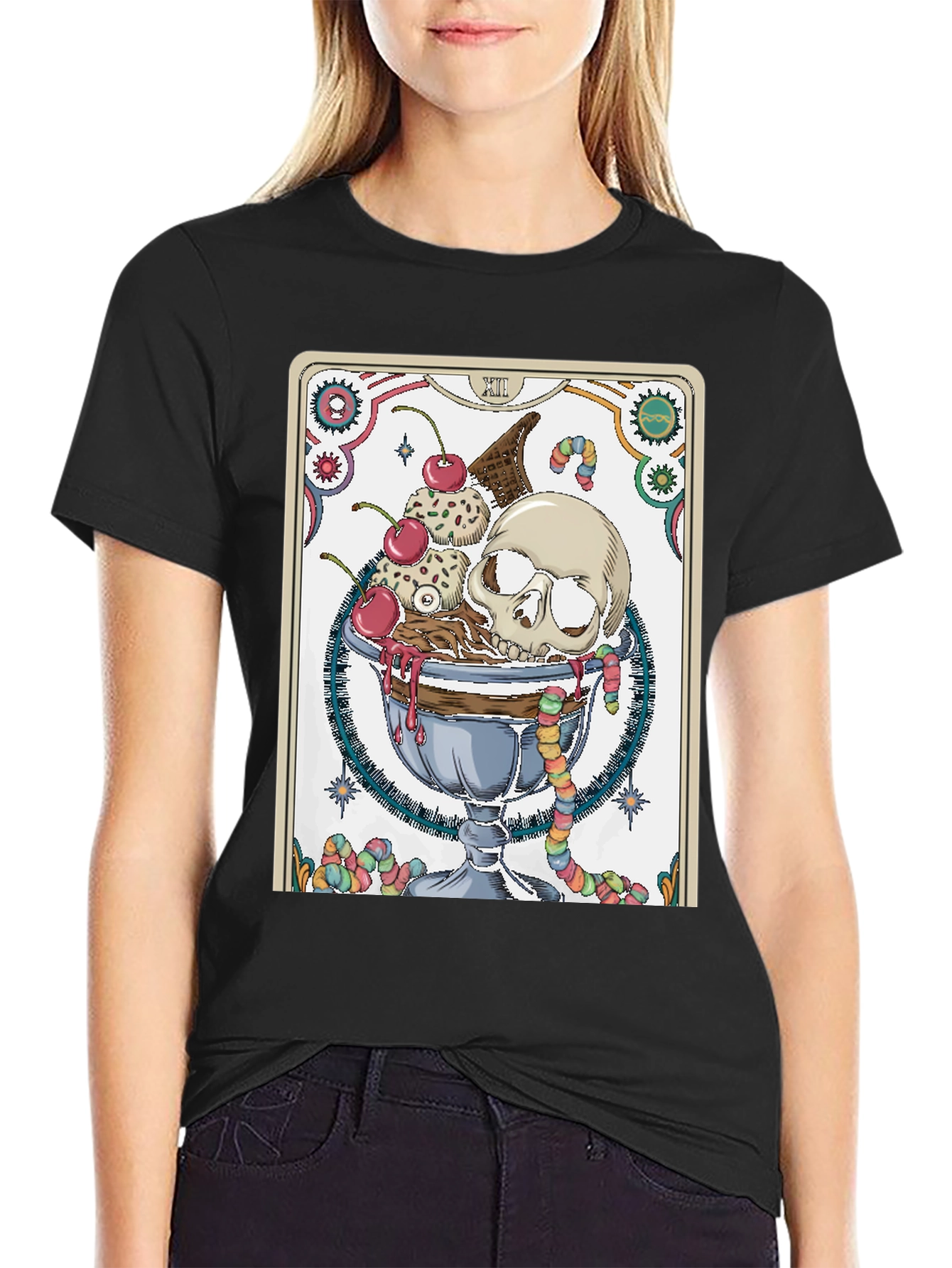 Skull Sundae Graphic Tee - Death Tarot T-Shirt