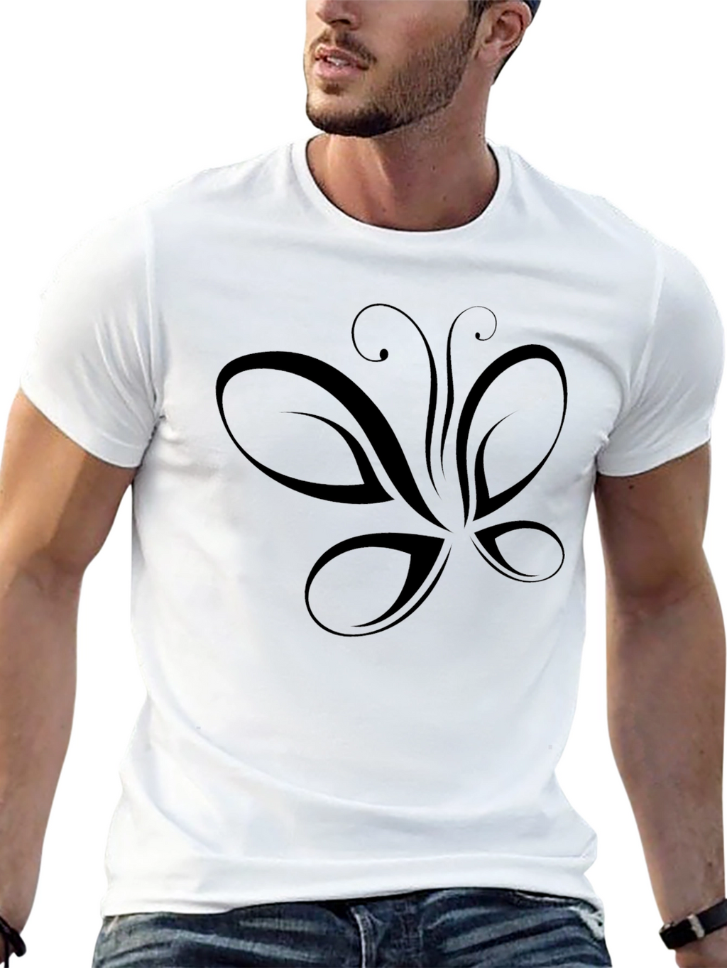 Black Butterfly Graphic Print T-Shirt