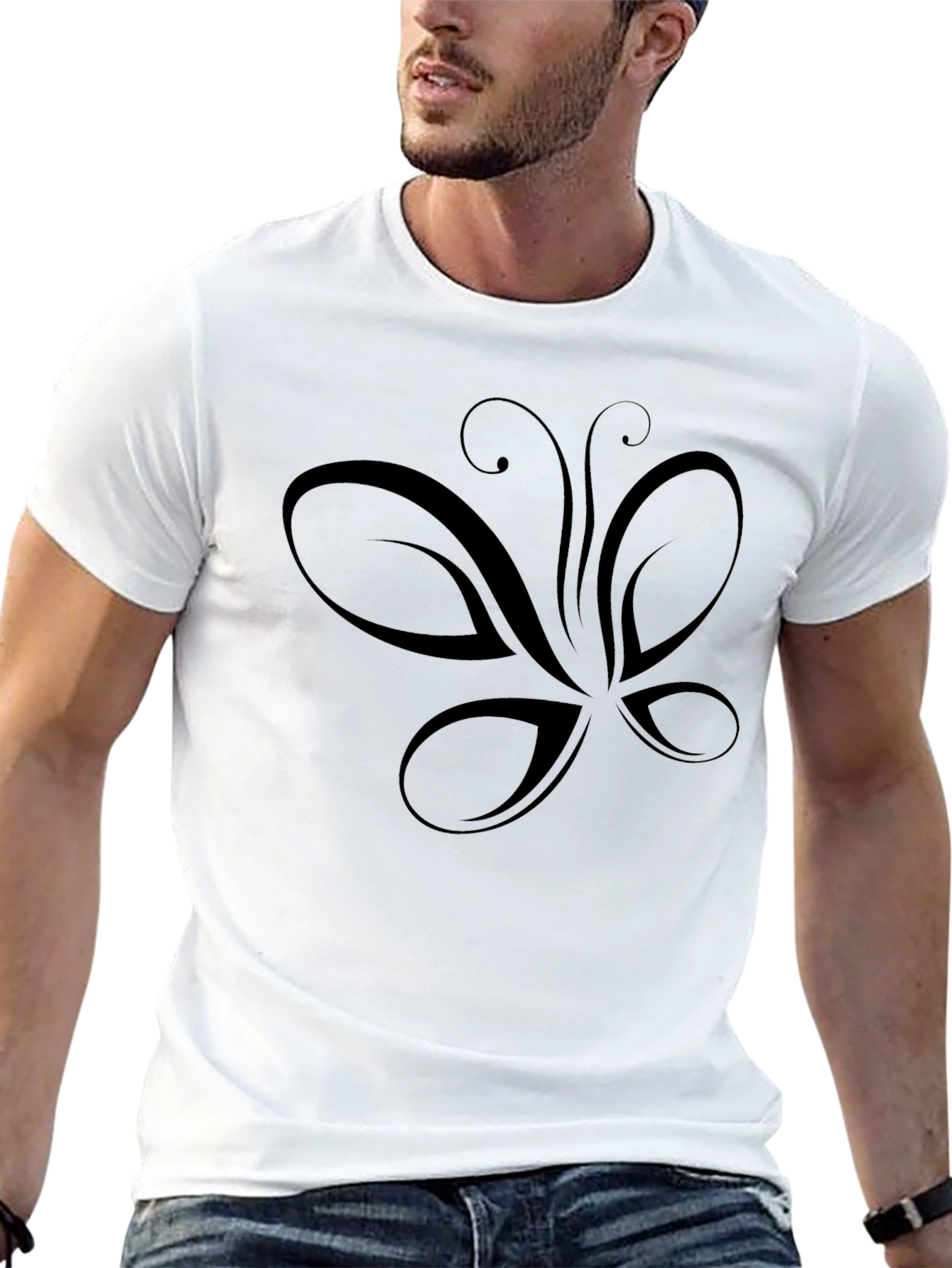 Black Butterfly Graphic Print T-Shirt