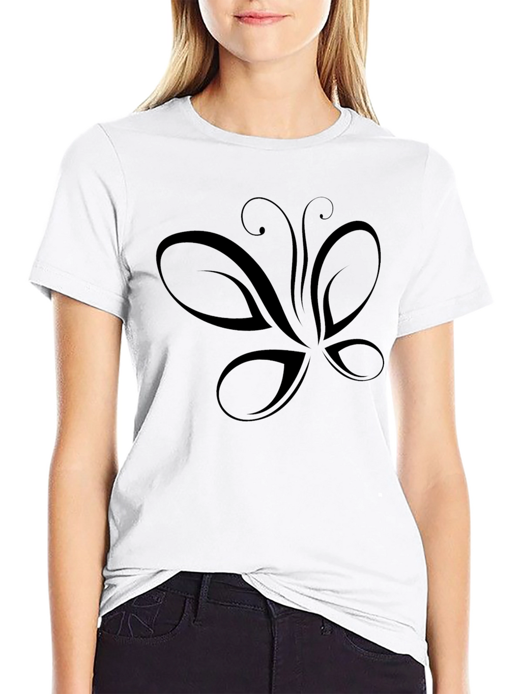Black Butterfly Graphic Print T-Shirt