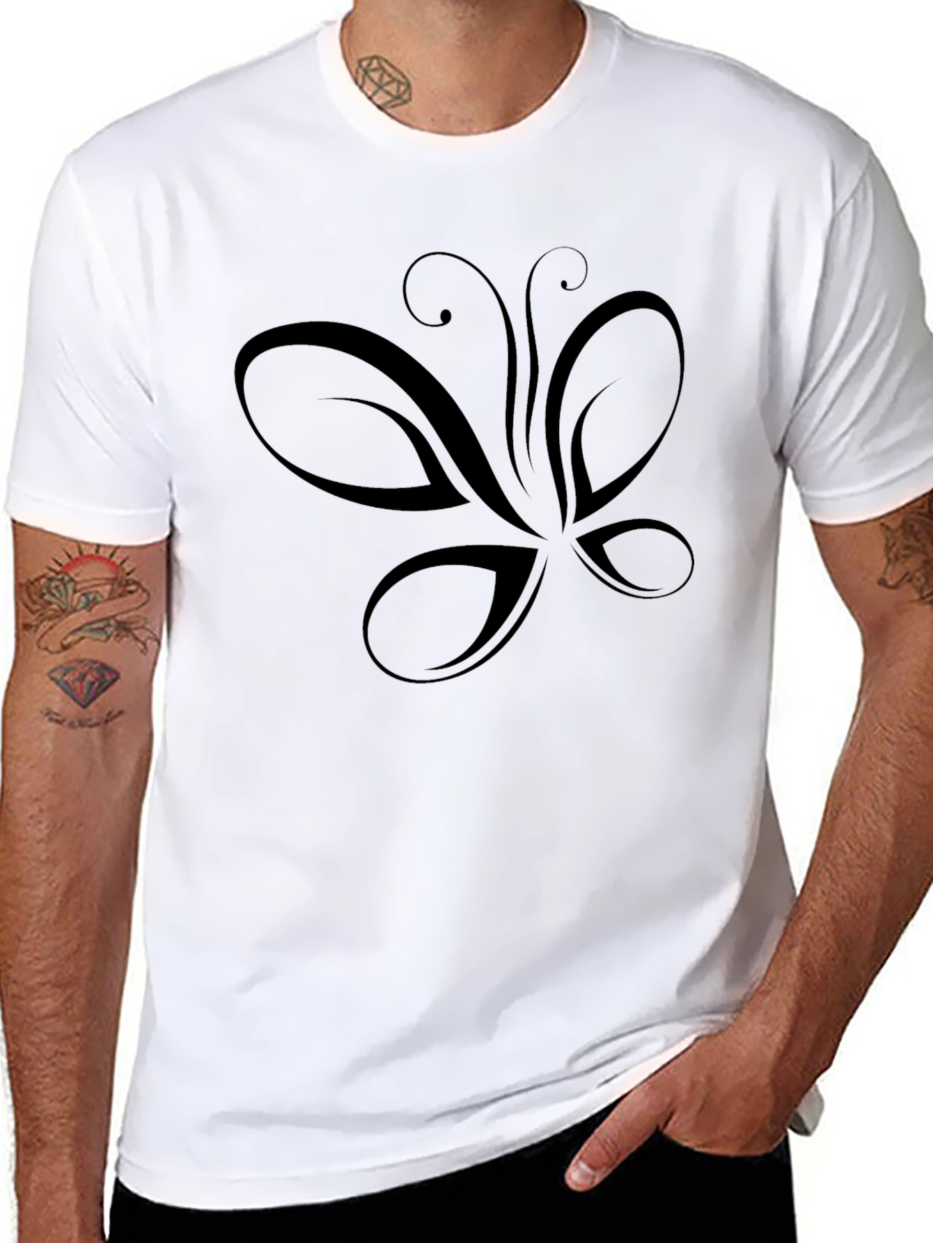 Black Butterfly Graphic Print T-Shirt