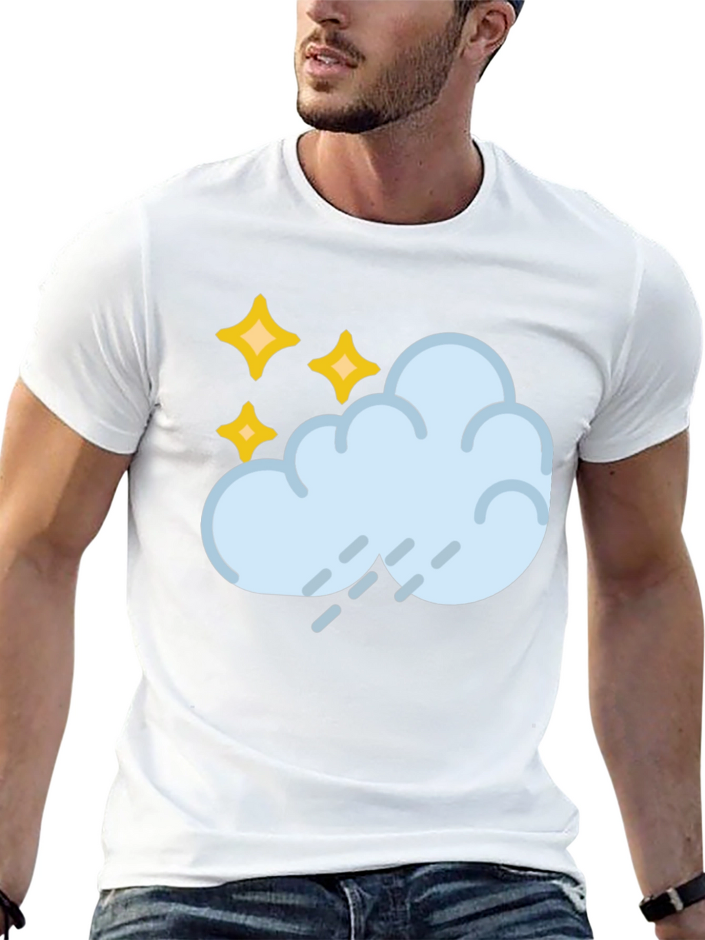 Rain Cloud & Stars Graphic Black T-Shirt