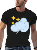 Rain Cloud & Stars Graphic Black T-Shirt