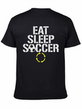 Eat Sleep Soccer T-Shirt - Black Graphic Tee