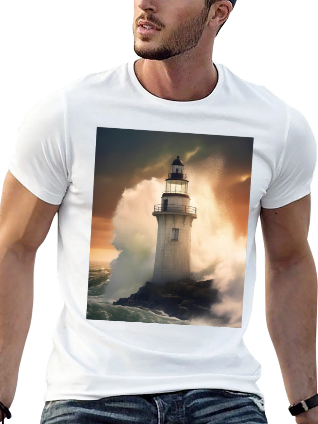 Lighthouse Storm Tee - Coastal Graphic T-Shirt
