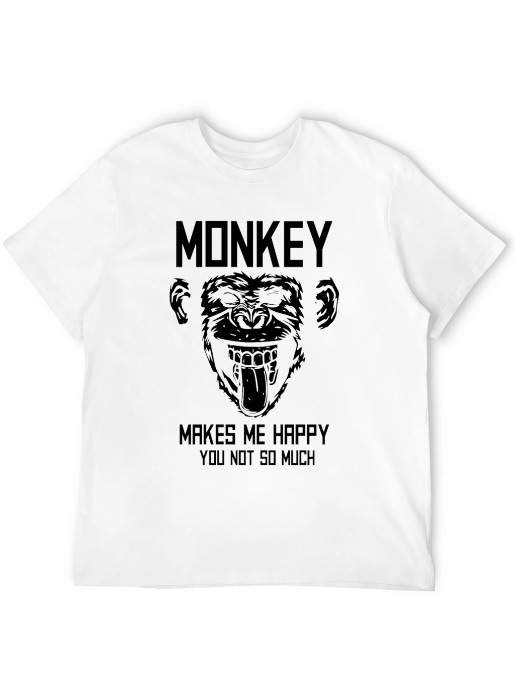 Monkey Makes Me Happy Black T-Shirt