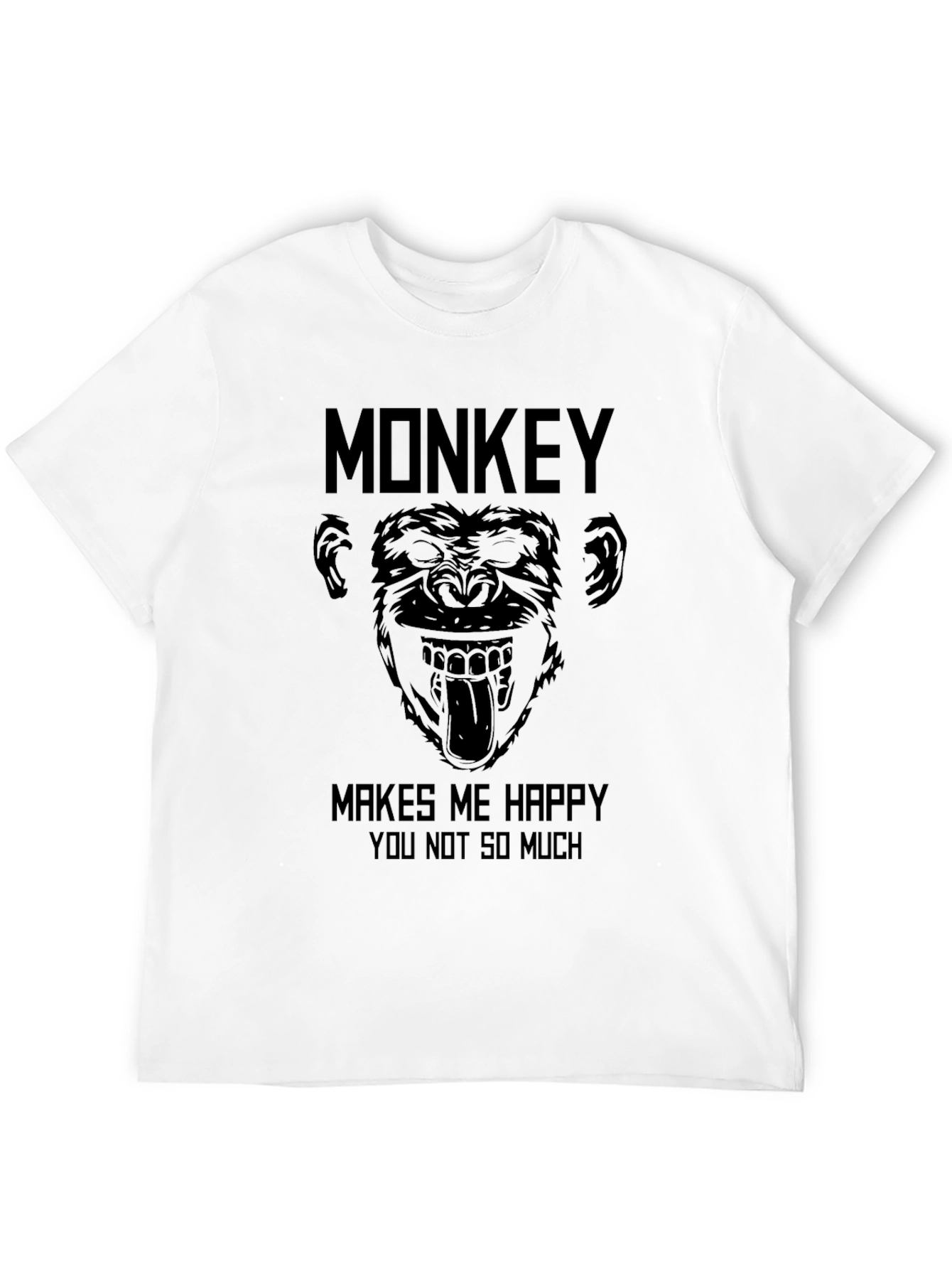 Monkey Makes Me Happy Black T-Shirt