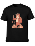Hiking Sloth Graphic Tee - Black Cotton Comfort
