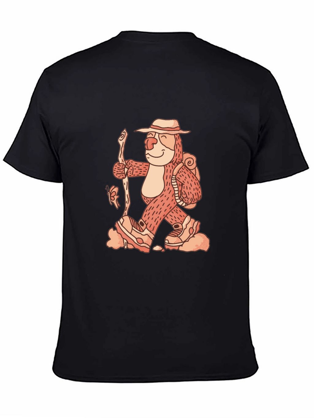 Hiking Sloth Graphic Tee - Black Cotton Comfort