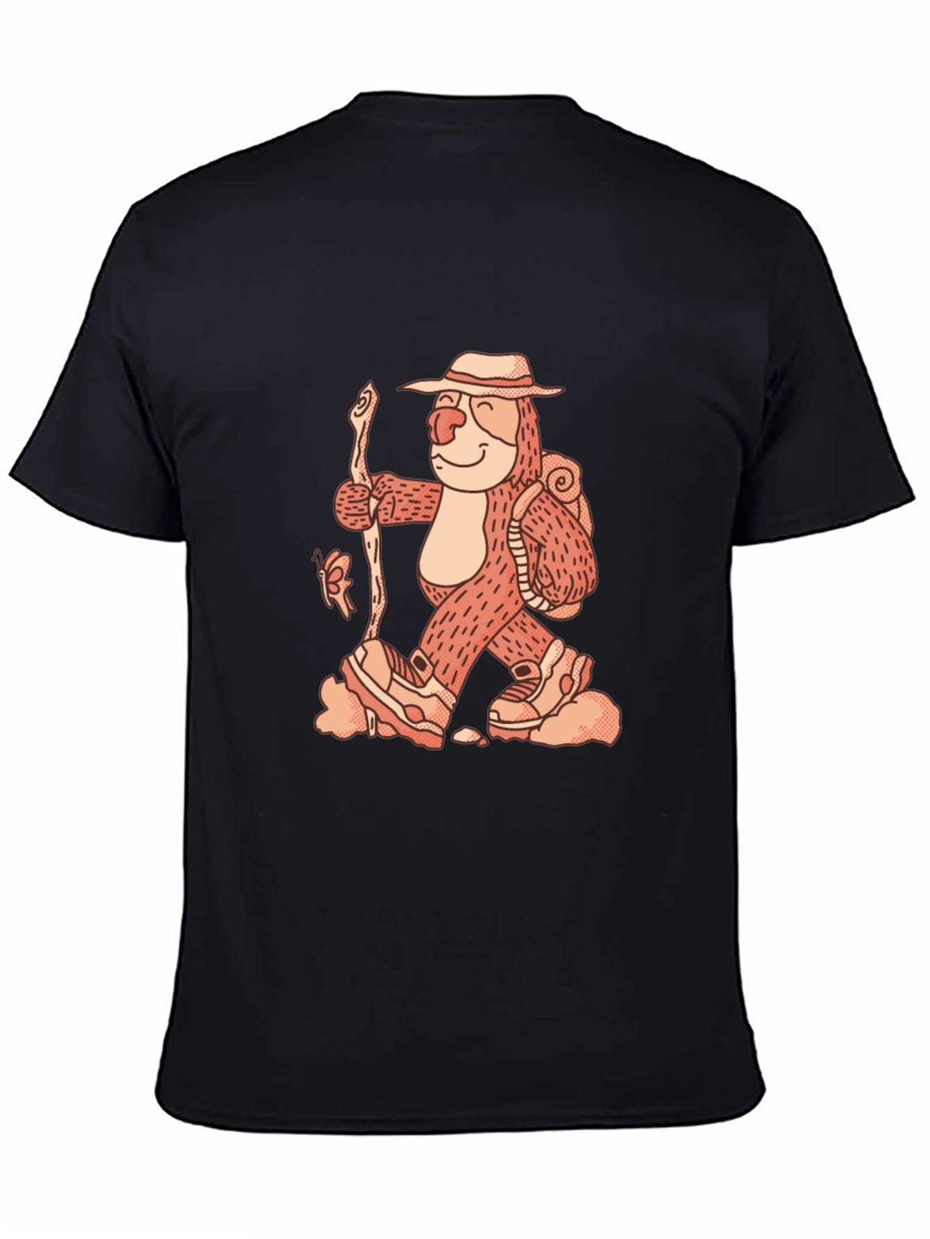Hiking Sloth Graphic Tee - Black Cotton Comfort