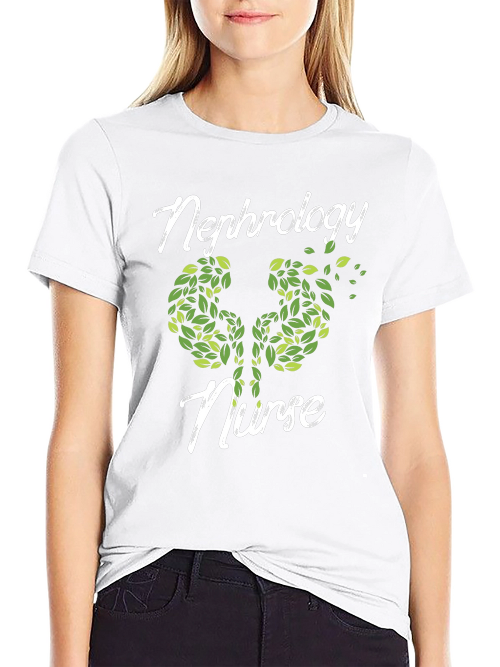 Nephrology Nurse T-Shirt - Kidney Leaf Design