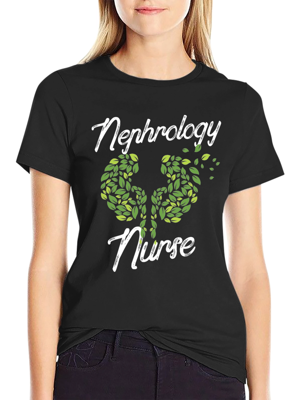 Nephrology Nurse T-Shirt - Kidney Leaf Design