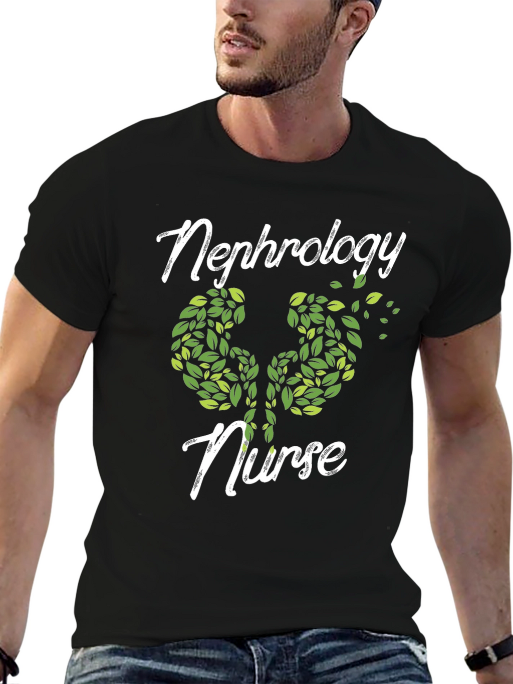 Nephrology Nurse T-Shirt - Kidney Leaf Design