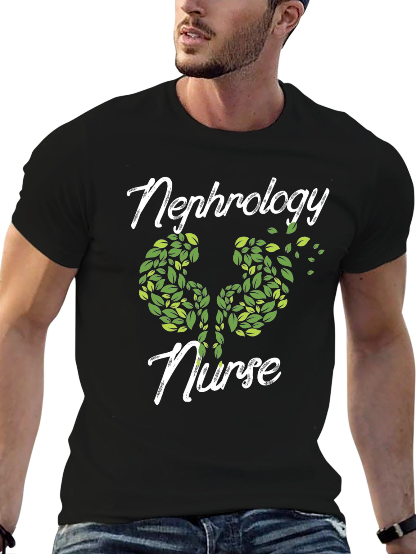 Nephrology Nurse T-Shirt - Kidney Leaf Design
