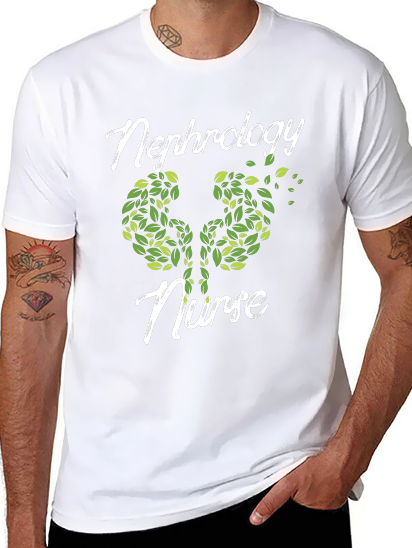 Nephrology Nurse T-Shirt - Kidney Leaf Design