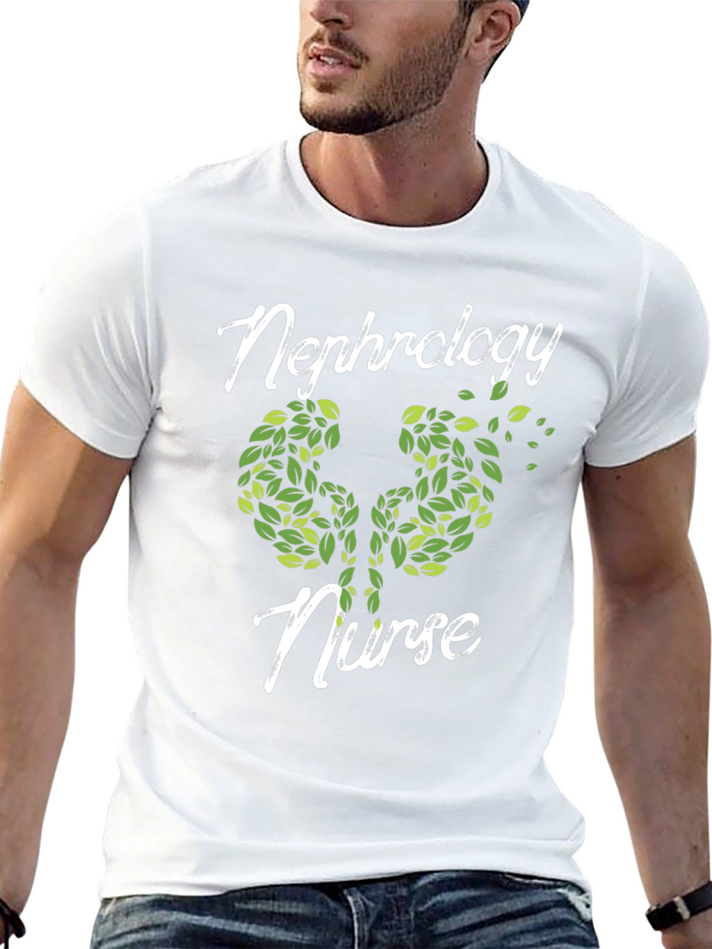 Nephrology Nurse T-Shirt - Kidney Leaf Design