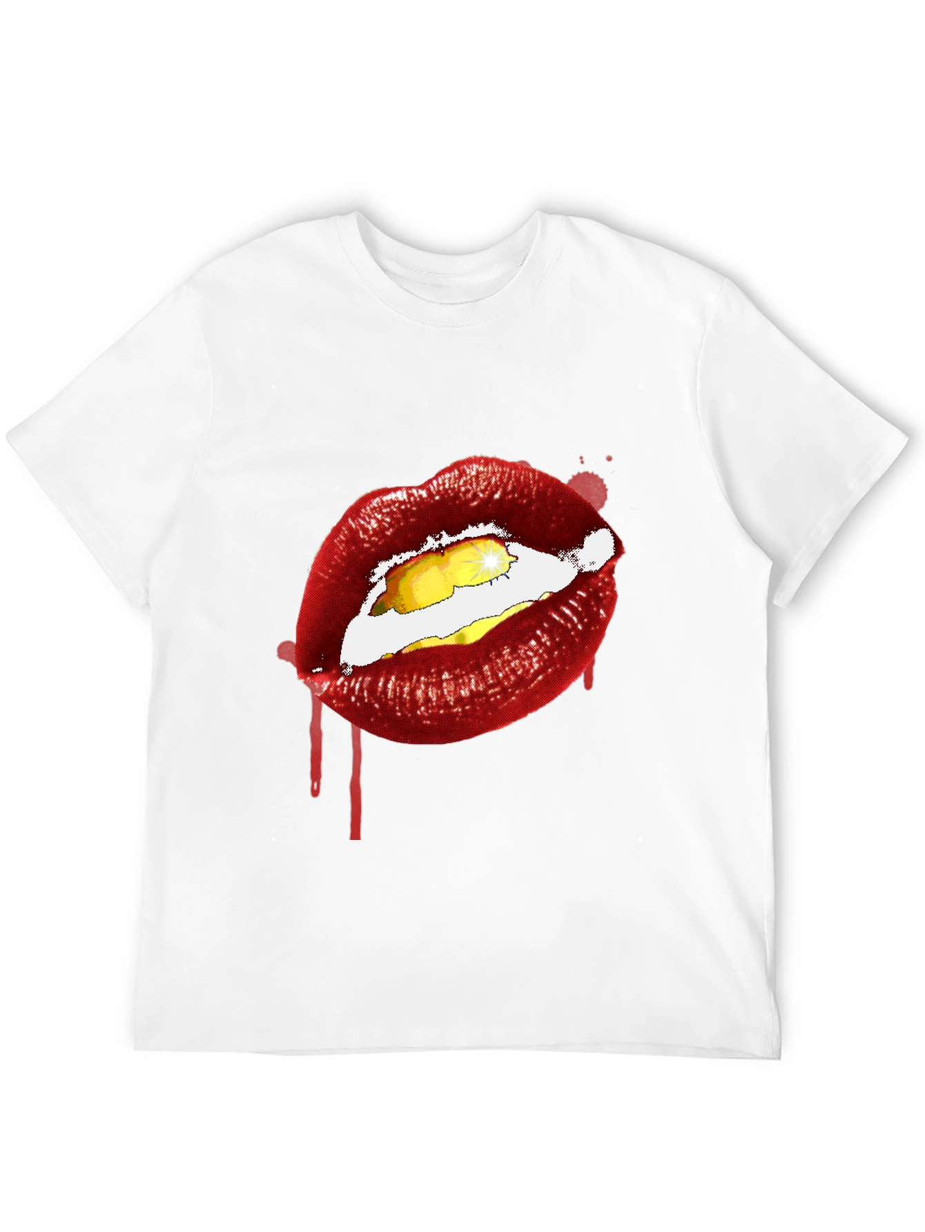 Lips Graphic Print Tee - Edgy Black T-Shirt