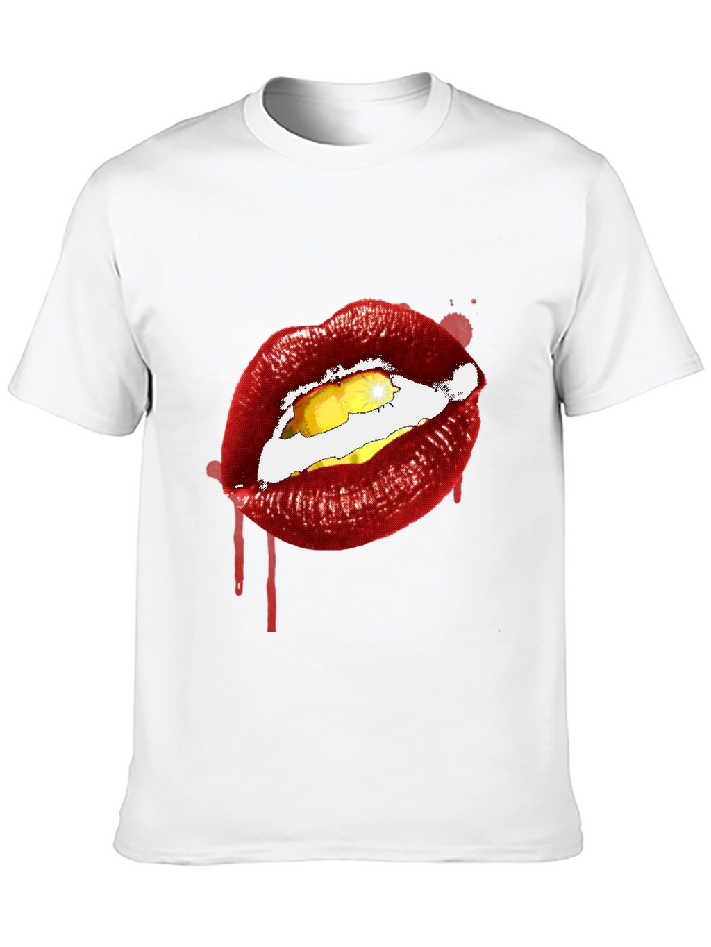 Lips Graphic Print Tee - Edgy Black T-Shirt