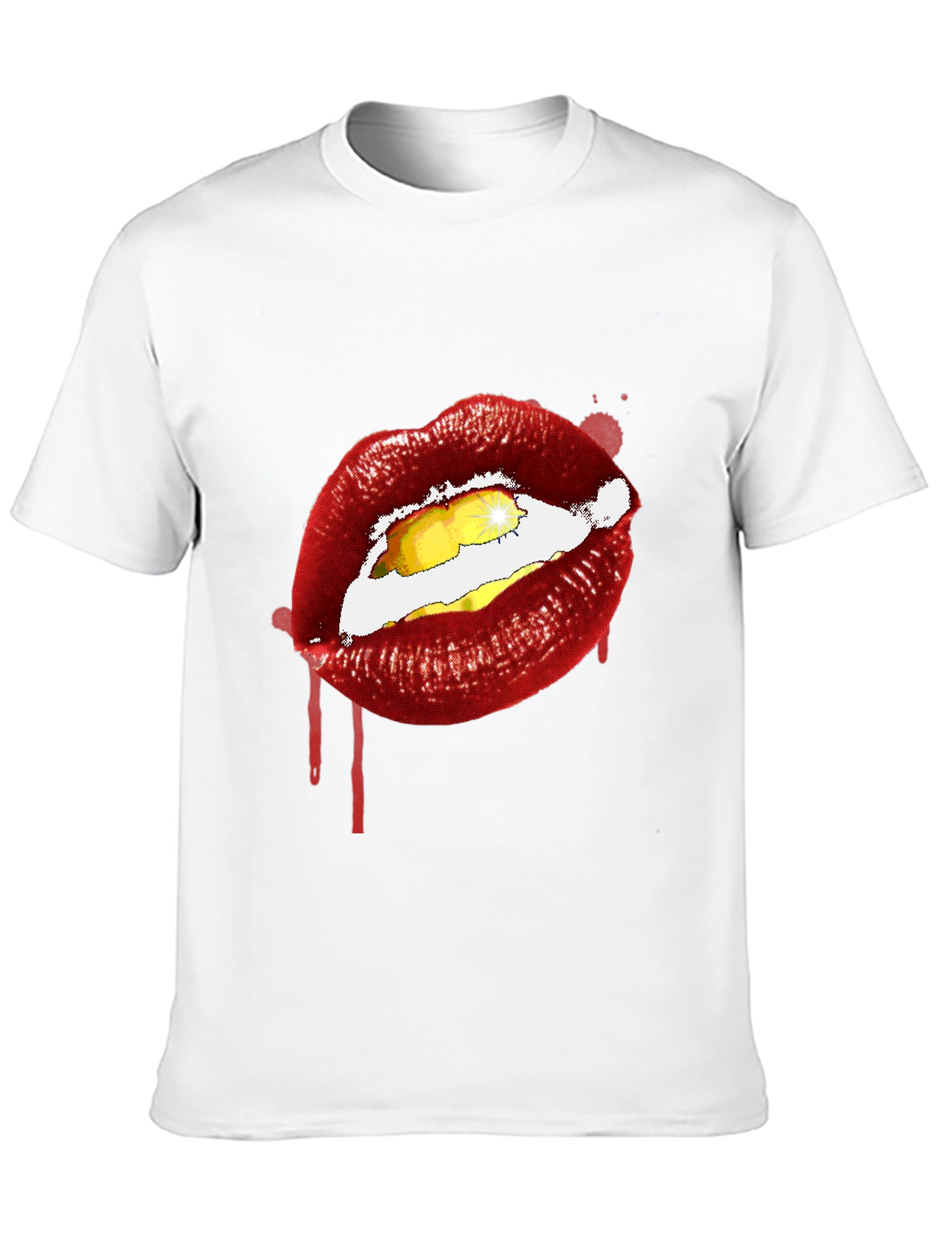 Lips Graphic Print Tee - Edgy Black T-Shirt