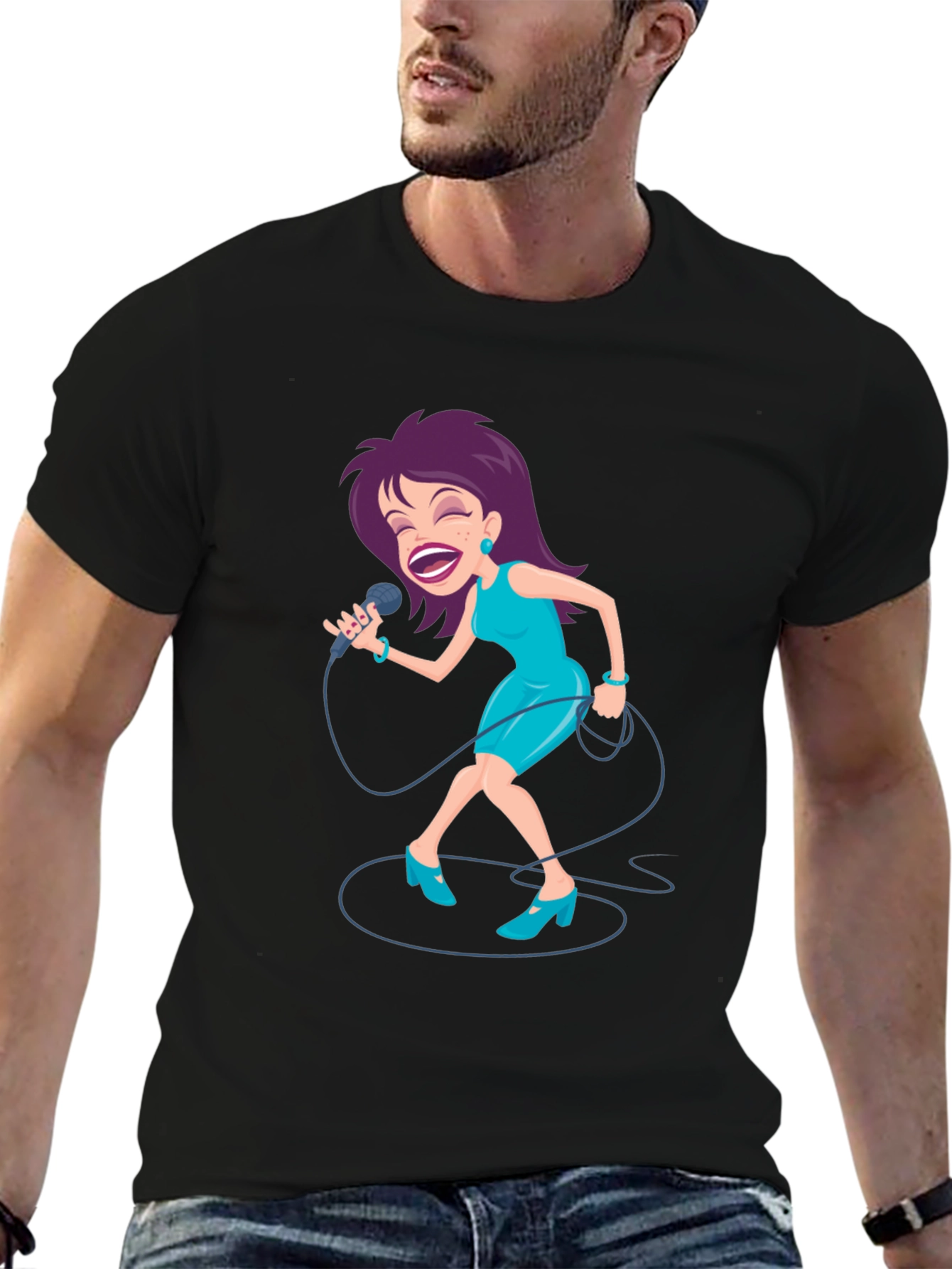 Singing Woman Graphic Tee - Black T-Shirt