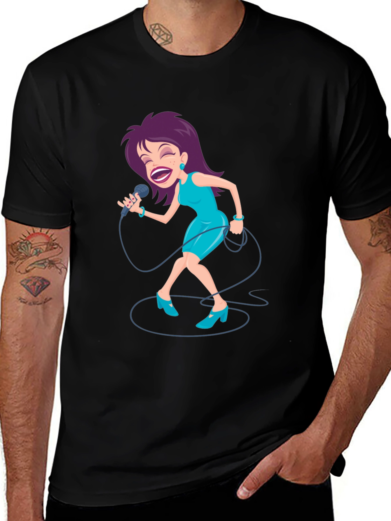 Singing Woman Graphic Tee - Black T-Shirt