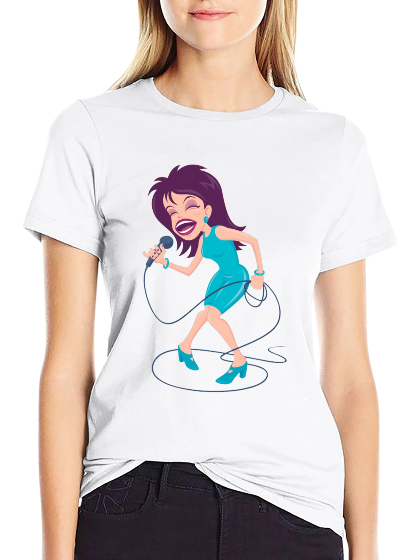 Singing Woman Graphic Tee - Black T-Shirt