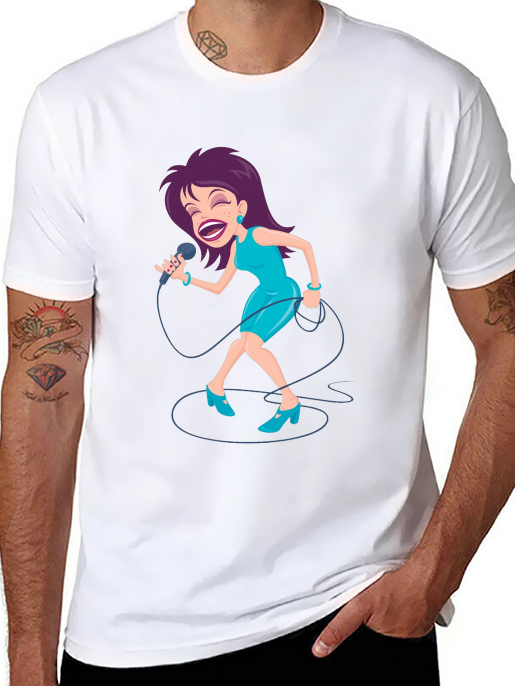 Singing Woman Graphic Tee - Black T-Shirt