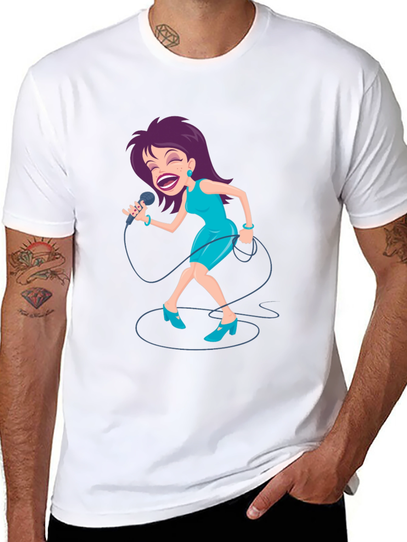 Singing Woman Graphic Tee - Black T-Shirt
