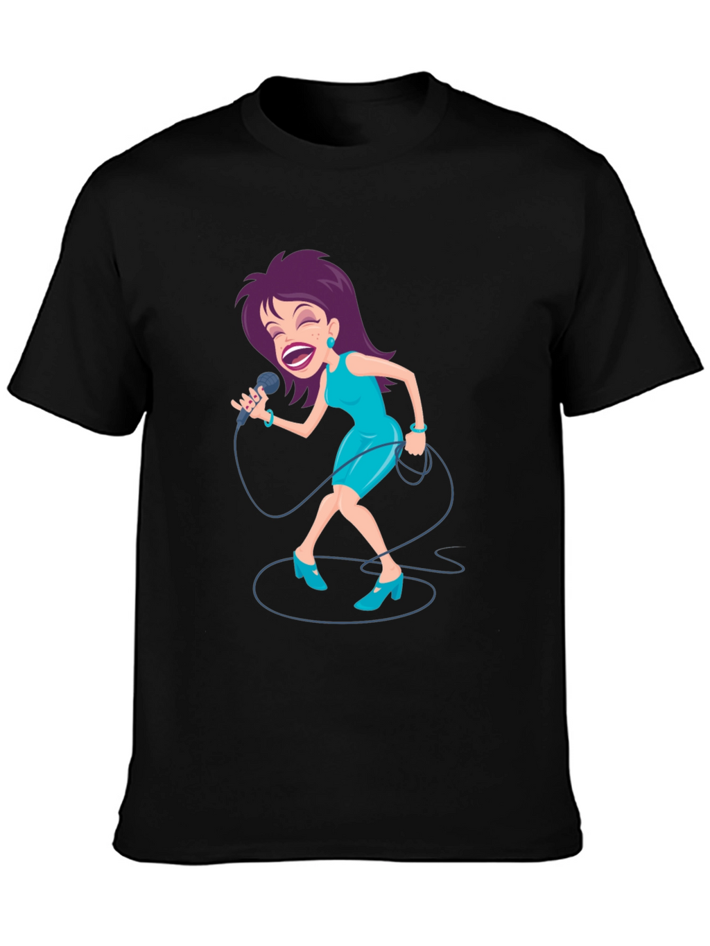 Singing Woman Graphic Tee - Black T-Shirt