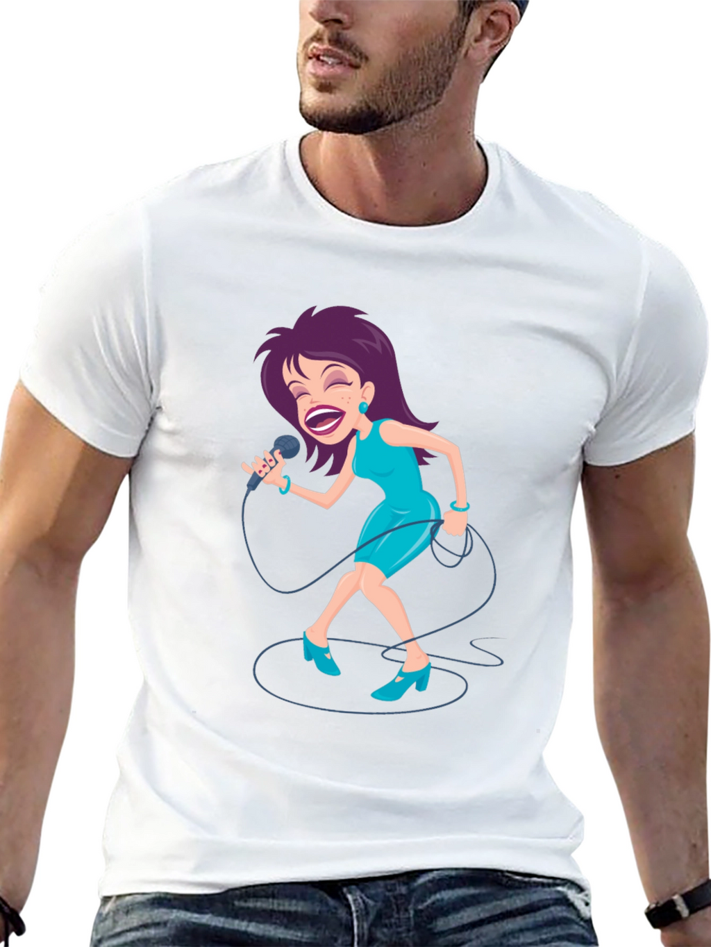 Singing Woman Graphic Tee - Black T-Shirt