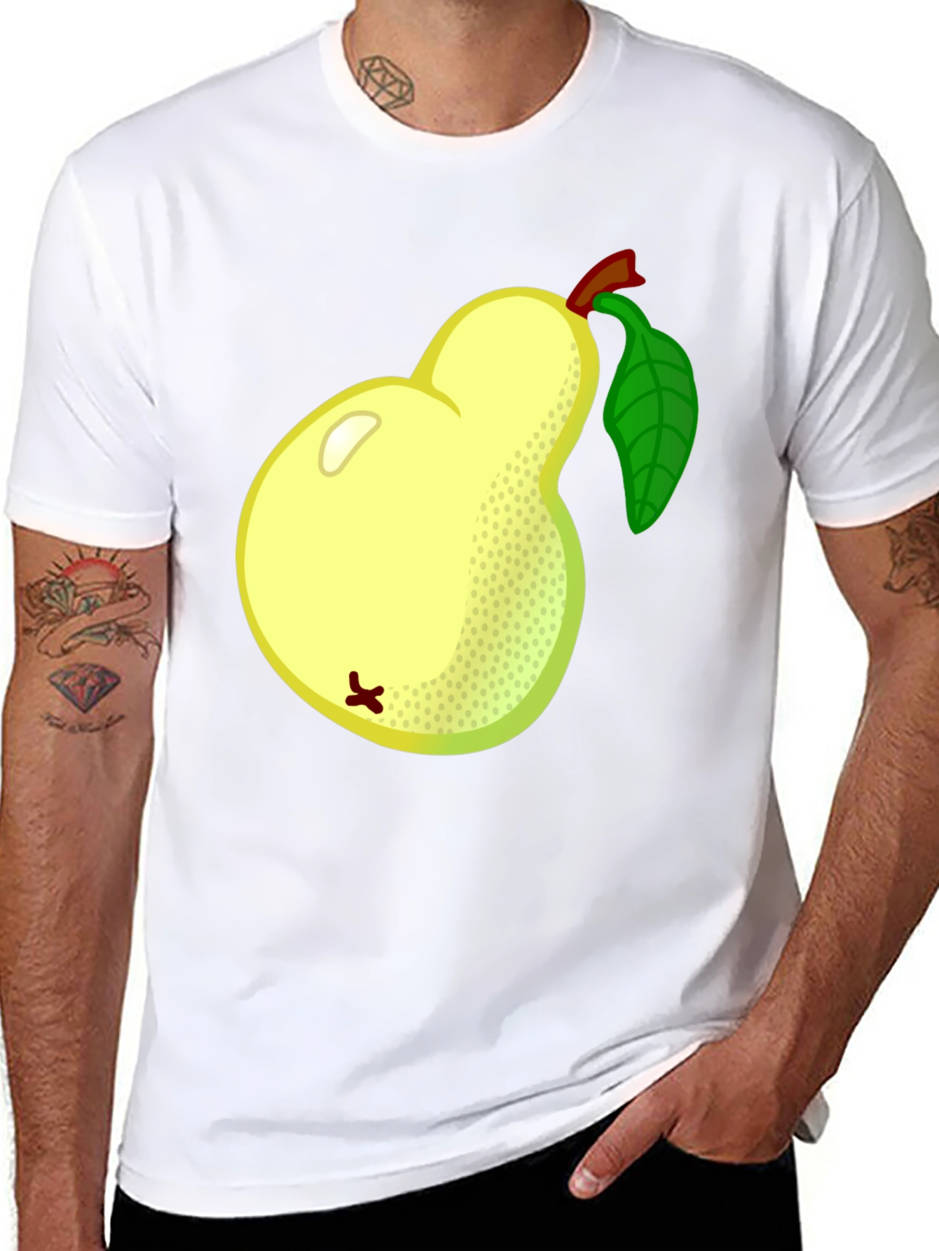 Pear Graphic Tee - Black Cotton T-Shirt